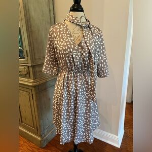 Tan & White Animal print Dress